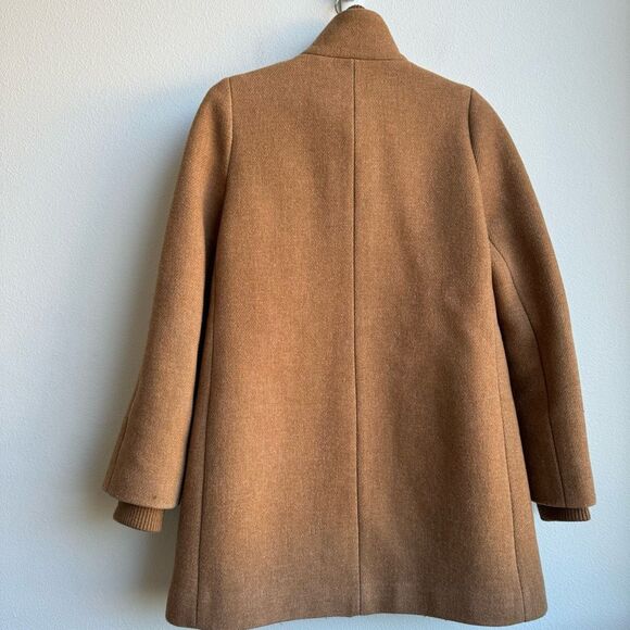J. Crew Italian Wool Blend Brown Full Zip High Neck Pea Coat Jacket Size 2 - Picture 6 of 11